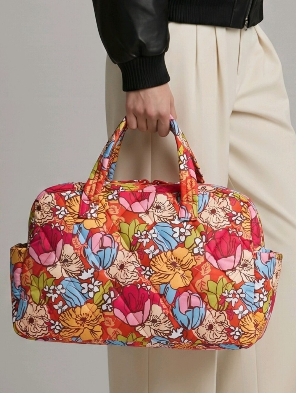 Vera Bradley Weekender Floral Quilted Women's Travel Tote - Orange Multi